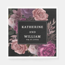 Guardanapo De Papel Maroon floral negro de moedura escura