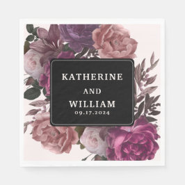 Guardanapo De Papel Maroon floral negro de moedura escura