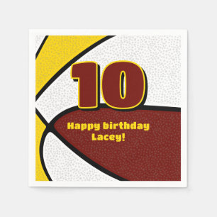 Guardanapo De Papel maroon gold basquetebol feminino meninos festa esp