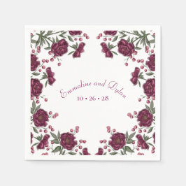 Guardanapo De Papel Maroon Rose Wedding