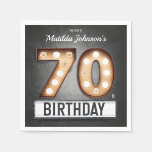 Guardanapo De Papel Marquee 70 Birthday Broadway - Personalizado Glamo