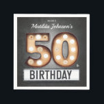Guardanapo De Papel Marquee Glamoroso da Broadway 50th Birthday Person<br><div class="desc">Broadway 50º Aniversário Glamorosa Marquee Custom Napkins. Um design de convite de aniversário que é divertido e teatro temido com um cartaz marquee vintage, texto estilhaçado que adiciona elegância e drama! Excelente para uma comemoração de aniversário temática para um filme, uma Broadway ou um teatro ou apenas para diversão! Veja...</div>