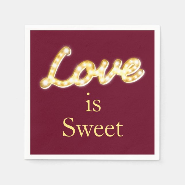 Guardanapo De Papel Marquee Lights Love is Sweet - marsala (Frente)