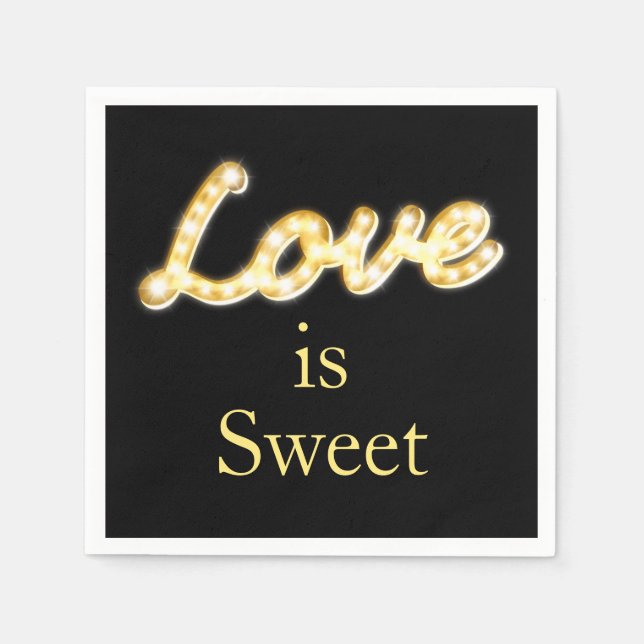 Guardanapo De Papel Marquee Lights Love is Sweet Napkin black (Frente)