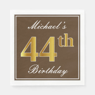 Guardanapo De Papel Marrom legante, 44 Faux Dourado Aniversário + Nom