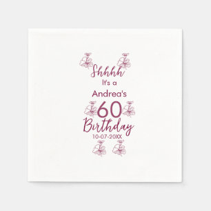 Guardanapo De Papel Marron white mauve shhhh 60.º aniversário nome flo