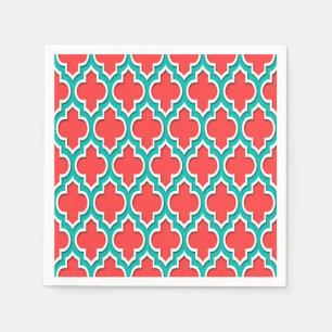 Guardanapo De Papel Marroquino branco Quatrefoil #4DS da cerceta