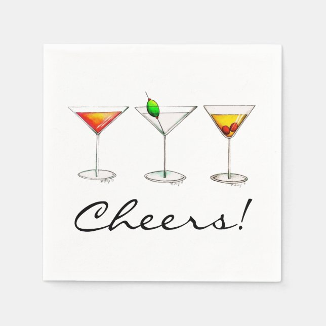 Guardanapo De Papel Martini Cosmo Manhattan Cocktail Bebe Cheers (Frente)