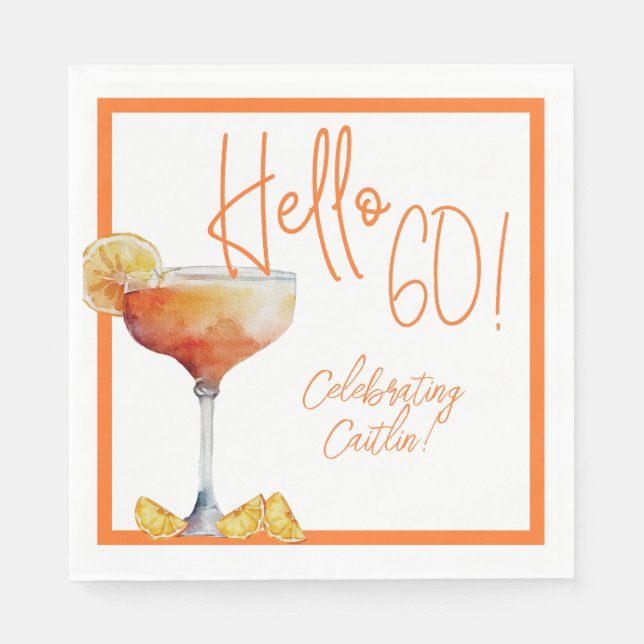 Guardanapo De Papel Martini Glass 60th Birthday Paper Napkin (Frente)