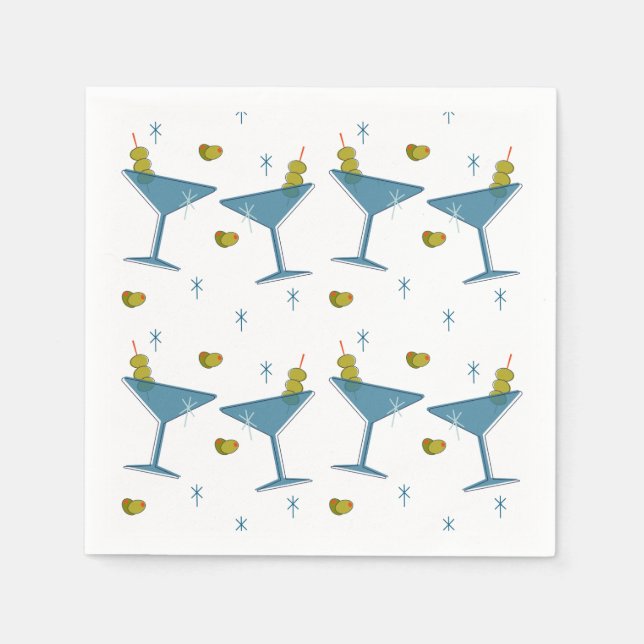 Guardanapo De Papel Martini Madness Retro Century Cocktail Napkins (Frente)