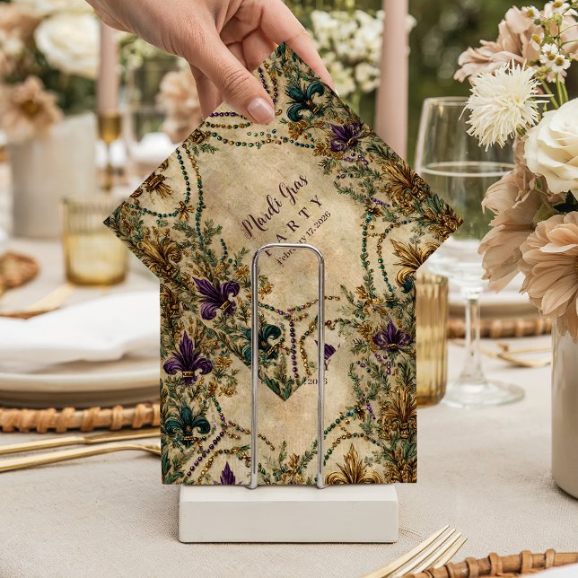 Guardanapo De Papel Máscara de Carnaval com Fleur-de-Lis em Miçangas (Criador carregado)