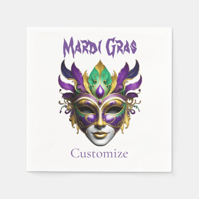 Guardanapo De Papel Máscara de Mardi Gras Thunder_Cove (Frente)