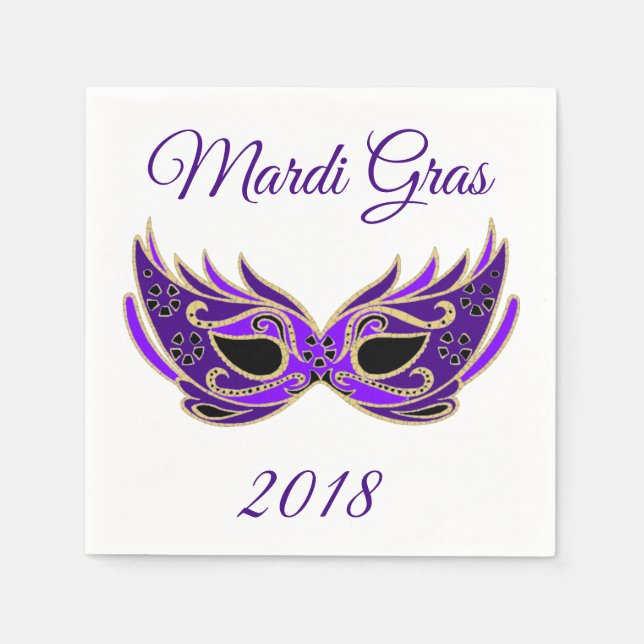 Guardanapo De Papel Máscara Mardi Gras 2018 (Frente)
