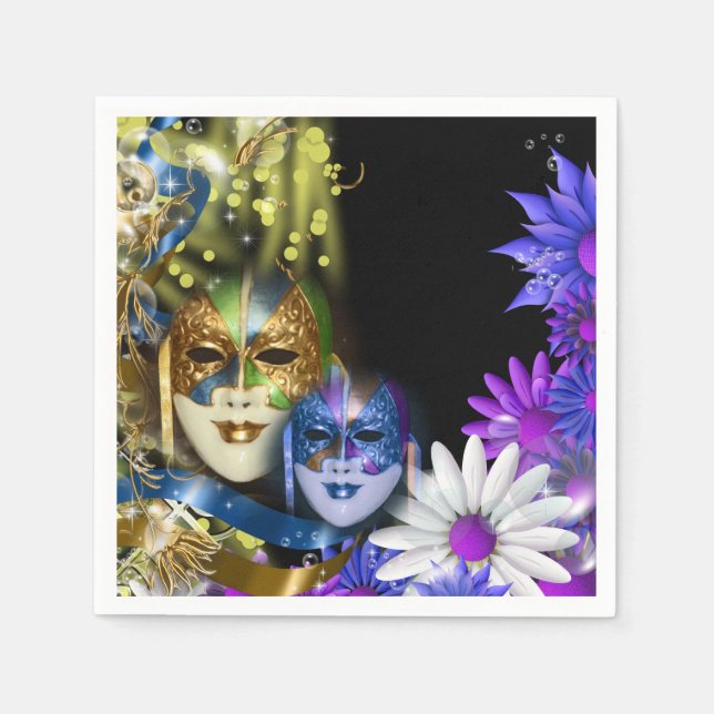 Guardanapo De Papel Mascarada quinceanera Máscaras venezianas (Frente)