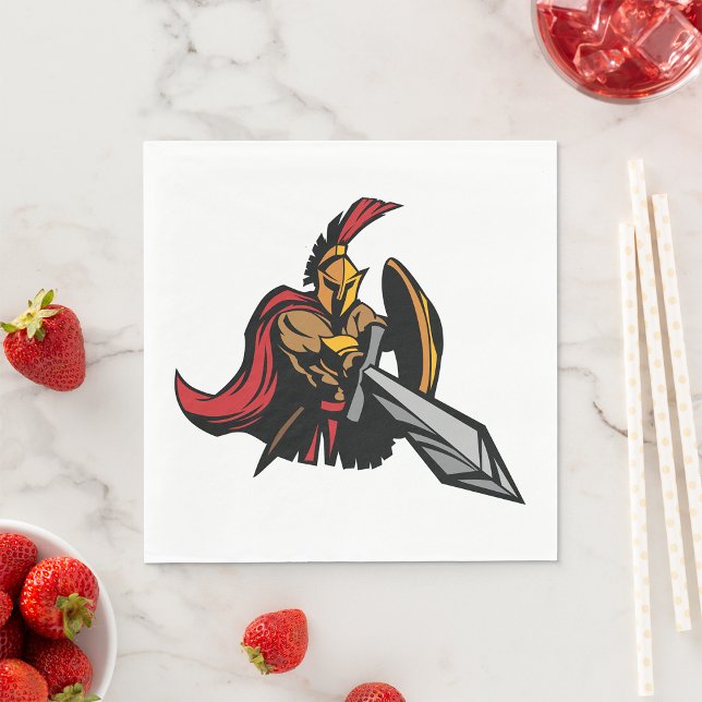 Guardanapo De Papel Mascote Guerreiro Espartano Vermelho e Dourado Ous (Criador carregado)