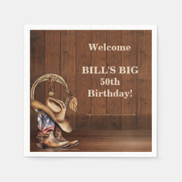 Guardanapo De Papel Masculina Rustic Cowboy Hat Boots Wood Western