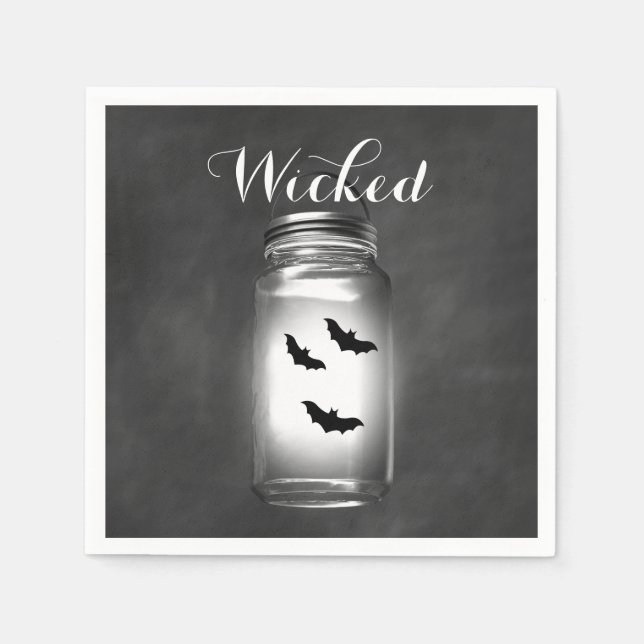 Guardanapo De Papel Mason Jar Bats Halloween Napkin (Frente)