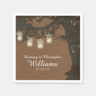 Guardanapo De Papel Mason Jar String Lights Tan Vintage Napkins