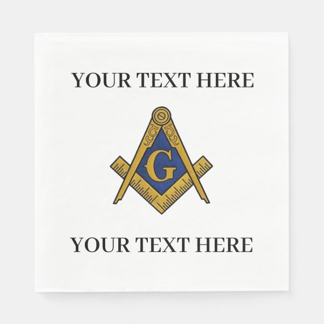 Guardanapo De Papel Masonic Freemason Square and Compass Blue  (Frente)