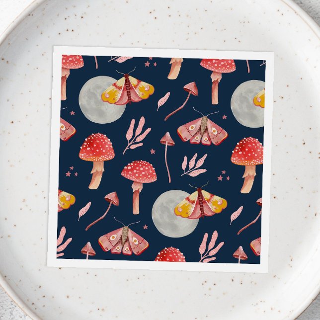 Guardanapo De Papel Matemática mágica e padrão de cogumelos. Noite de  (Criador carregado)