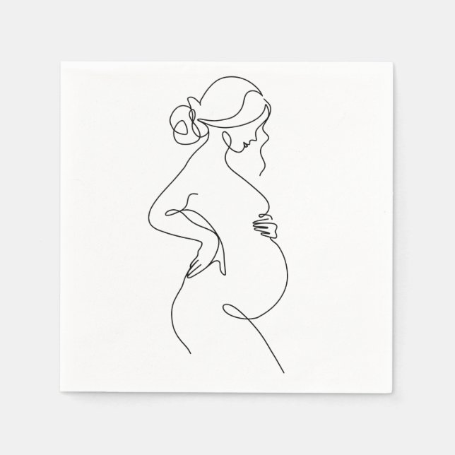 Guardanapo De Papel Maternal Elegance: Pregnant Women Line Art (Frente)
