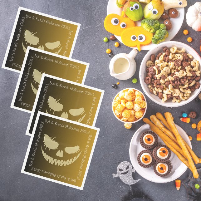 Guardanapo De Papel Mau Pumpkin Sorri Festa de Halloween (Evil Pumpkin Smile Halloween Party Napkins)