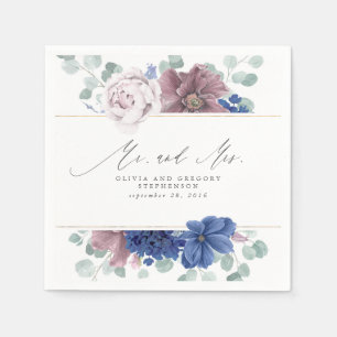 Guardanapo De Papel Mauve e Marinho Blue Floral Botanical Sr. e Sra.