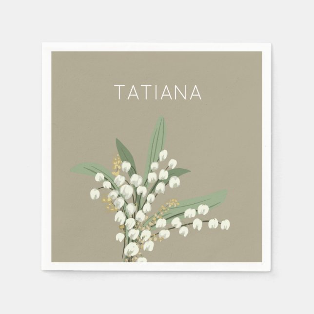 Guardanapo De Papel May Lily do Vale Floral Buquê Custom Name (Frente)