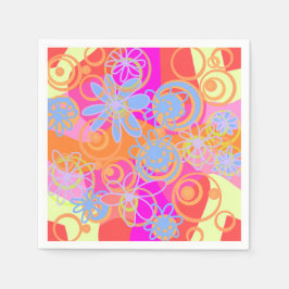 Guardanapo De Papel Mazipoodles Bolhas Florais Azul Laranja Multirosa