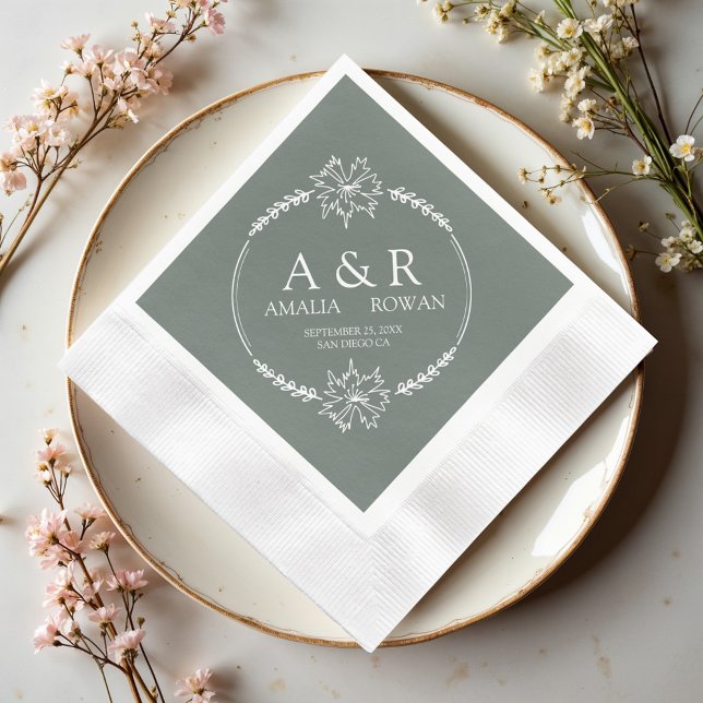 Guardanapo De Papel Meadow Flowers Casando Nomes De Monograma (Criador carregado)