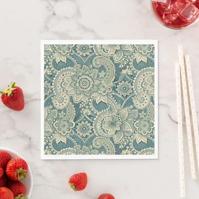 Guardanapo De Papel Medalhão de Renda Esmeralda (Insitu)