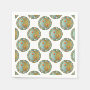 Guardanapo De Papel Medalhão Yin Yang Turquoise Dourada