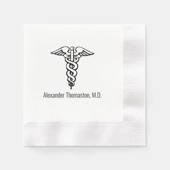 Guardanapo De Papel Médico Caduceu Nome Profissional (Frente)