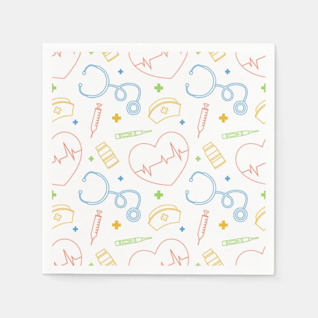 Guardanapo De Papel Médico Enfermeiro Emergência Médica de Saúde (Frente)