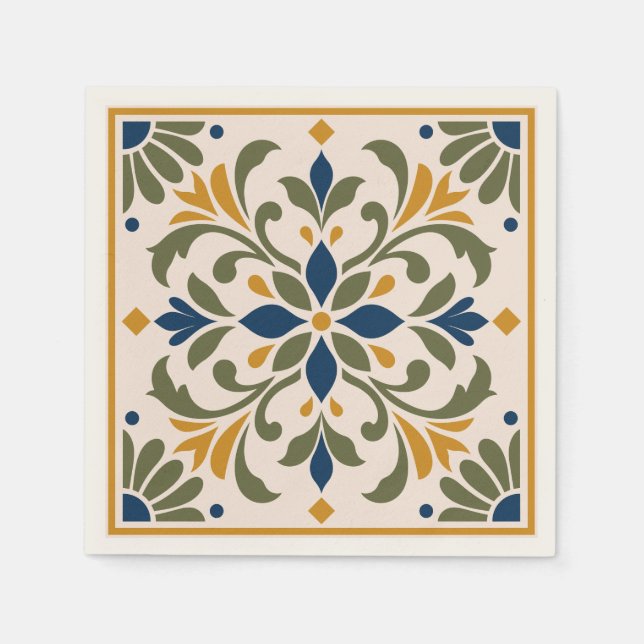 Guardanapo De Papel Mediterranean Botanical Tile (Frente)