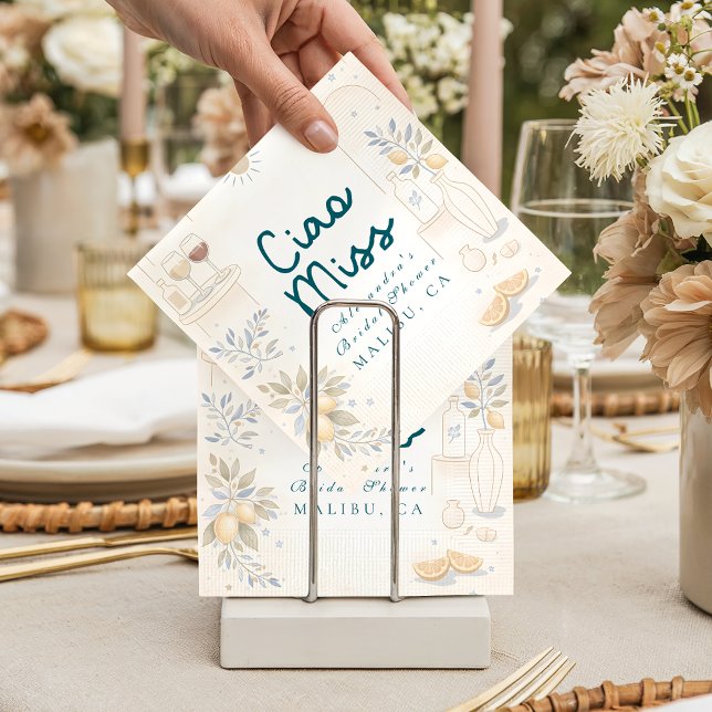 Guardanapo De Papel Mediterranean Ciao Miss Bridal Shower (Criador carregado)