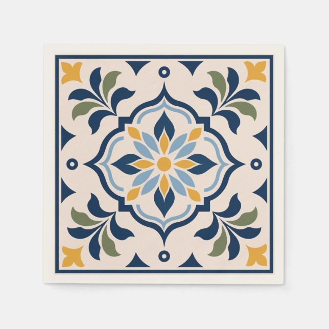 Guardanapo De Papel Mediterranean Floral Paper Napkin Pattern (Frente)
