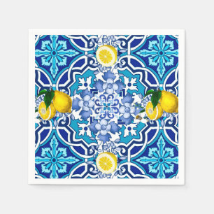 Guardanapo De Papel Mediterrâneo,majolica,azulejos,limões,citrinos