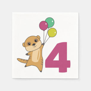 Guardanapo De Papel Meerkat Quarto Aniversário Balões Kids Napkins