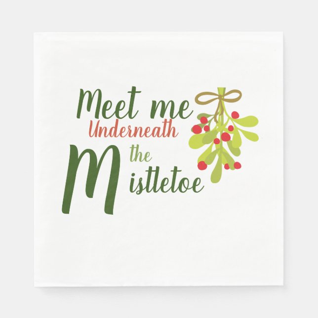 Guardanapo De Papel Meet Me Underneath The Mistletoe Paper Napkin (Frente)