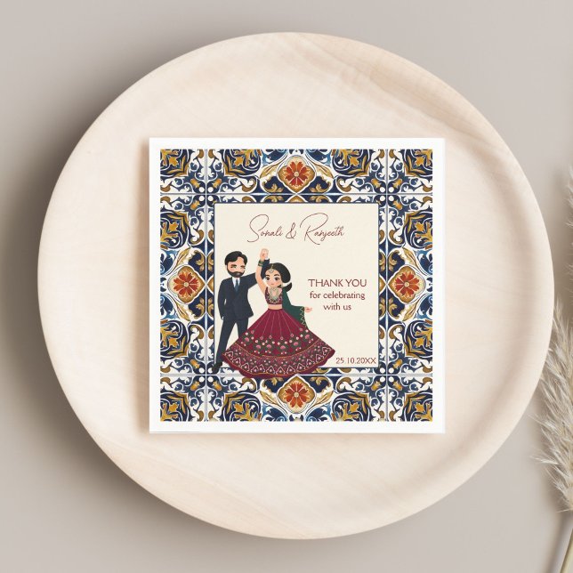 Guardanapo De Papel Mehndi e sangeet casamento indiano personalizados (Mehndi and sangeet Indian wedding personalized monogrammed Napkins template)