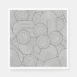 Guardanapo De Papel Meio século Arco Geométrico Branco Preto