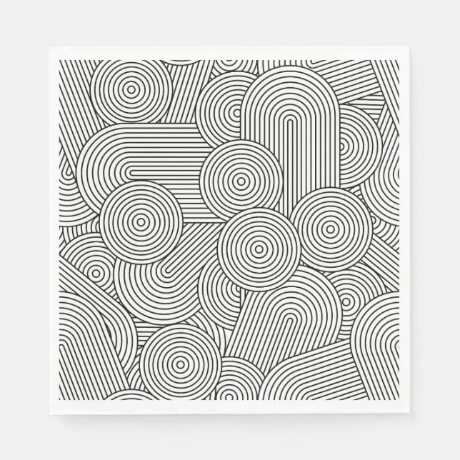 Guardanapo De Papel Meio século Arco Geométrico Branco Preto (Frente)