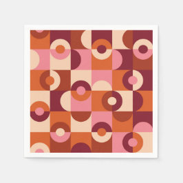 Guardanapo De Papel Meio século círculos meio rosa laranja bege