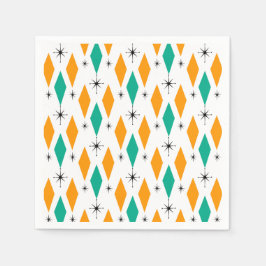 Guardanapo De Papel Meio século Modern Era Diamantes Laranja Turquesa