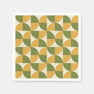 Guardanapo De Papel Meio Século Verde Mostarda amarelo Semi Círculos 