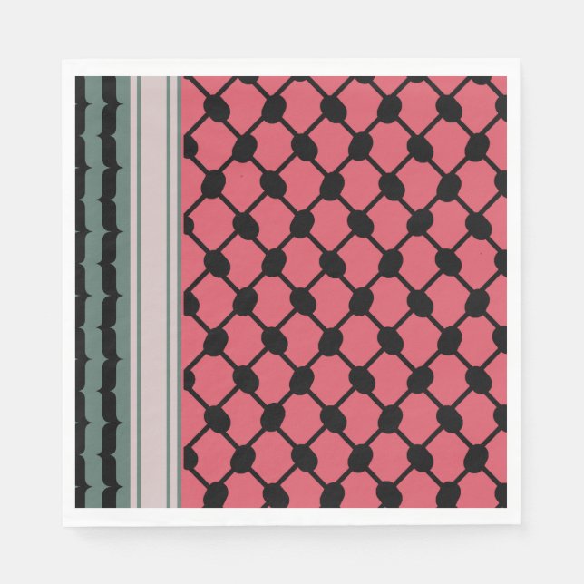 Guardanapo De Papel Melancia palestiniana Hatta Keffiyeh Kufiya Folk (Frente)
