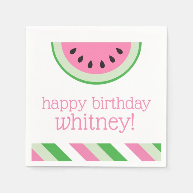 Guardanapo De Papel Melancia Rosa Stripes Partido Personalizado Napkin (Frente)