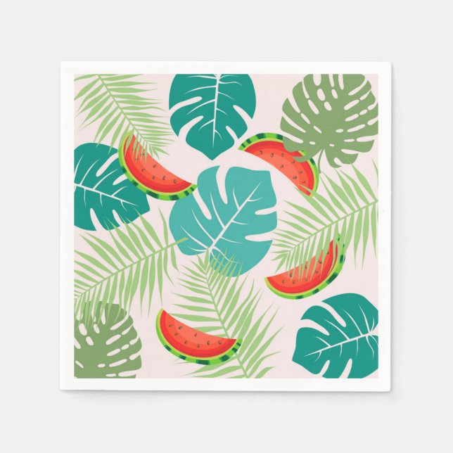 Guardanapo De Papel Melancias e Folhas Tropicais (Frente)