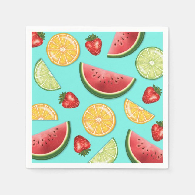 Guardanapo De Papel Melão Lima Morango Frutas Padrão de Verão (Frente)